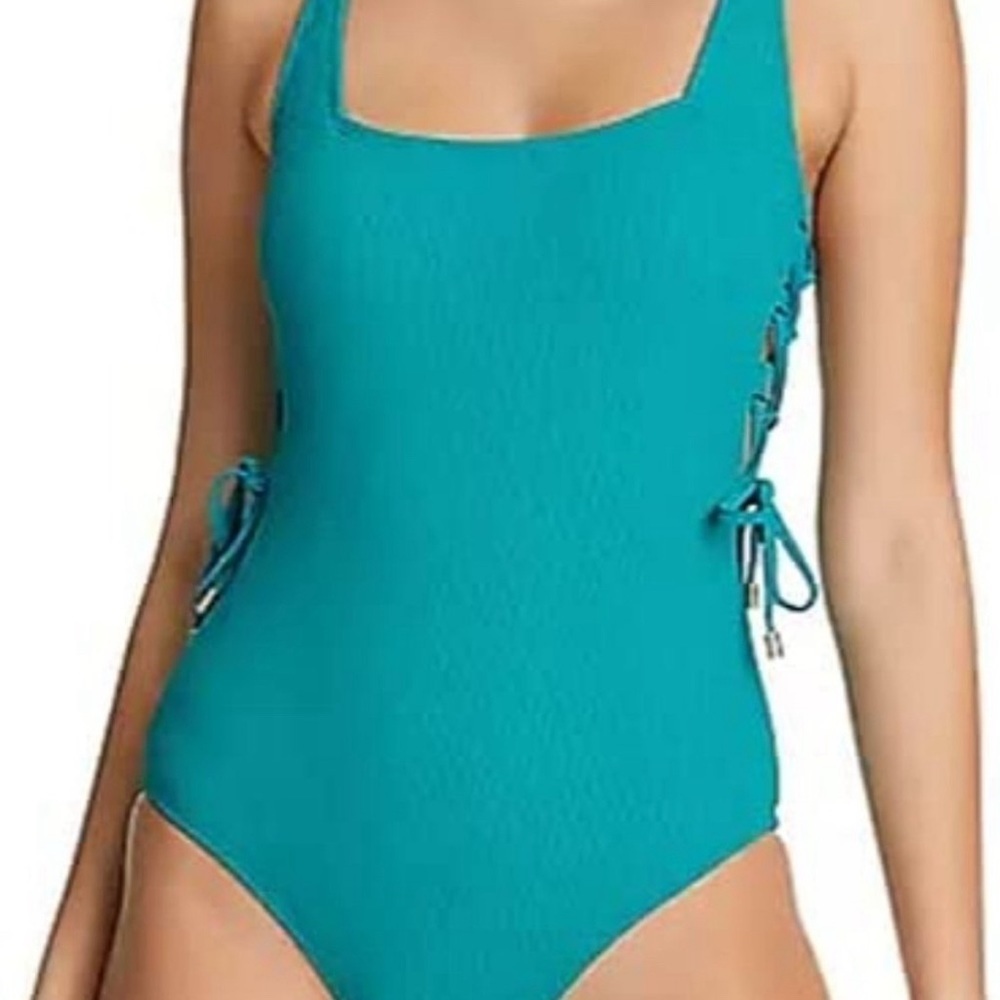 NWT Social Standard by Sanctuary Ribbed Lace Up One Piece Swimsuit - Size XL